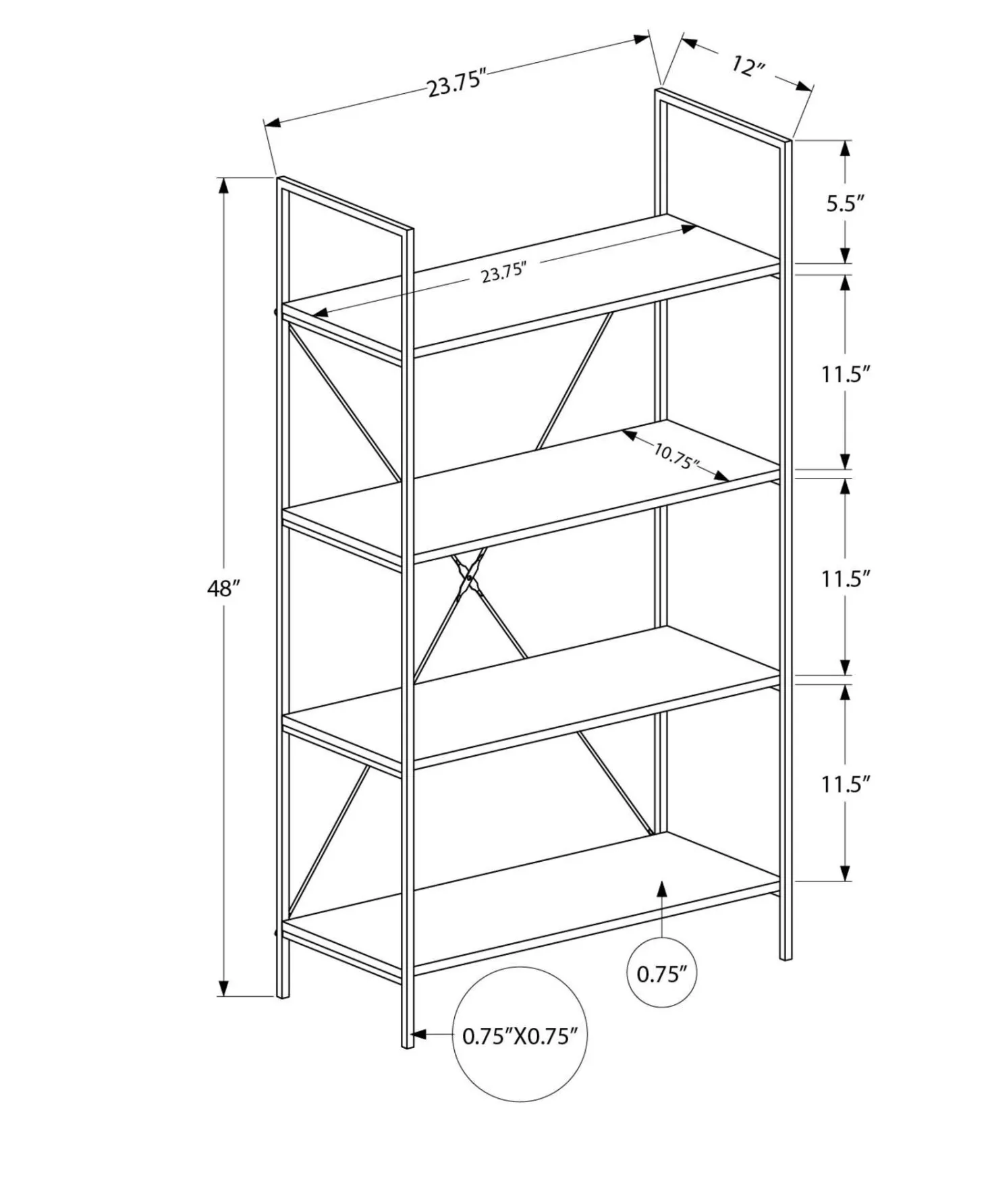 Étagère - 48"H, blanc, métal blanc - Monarch