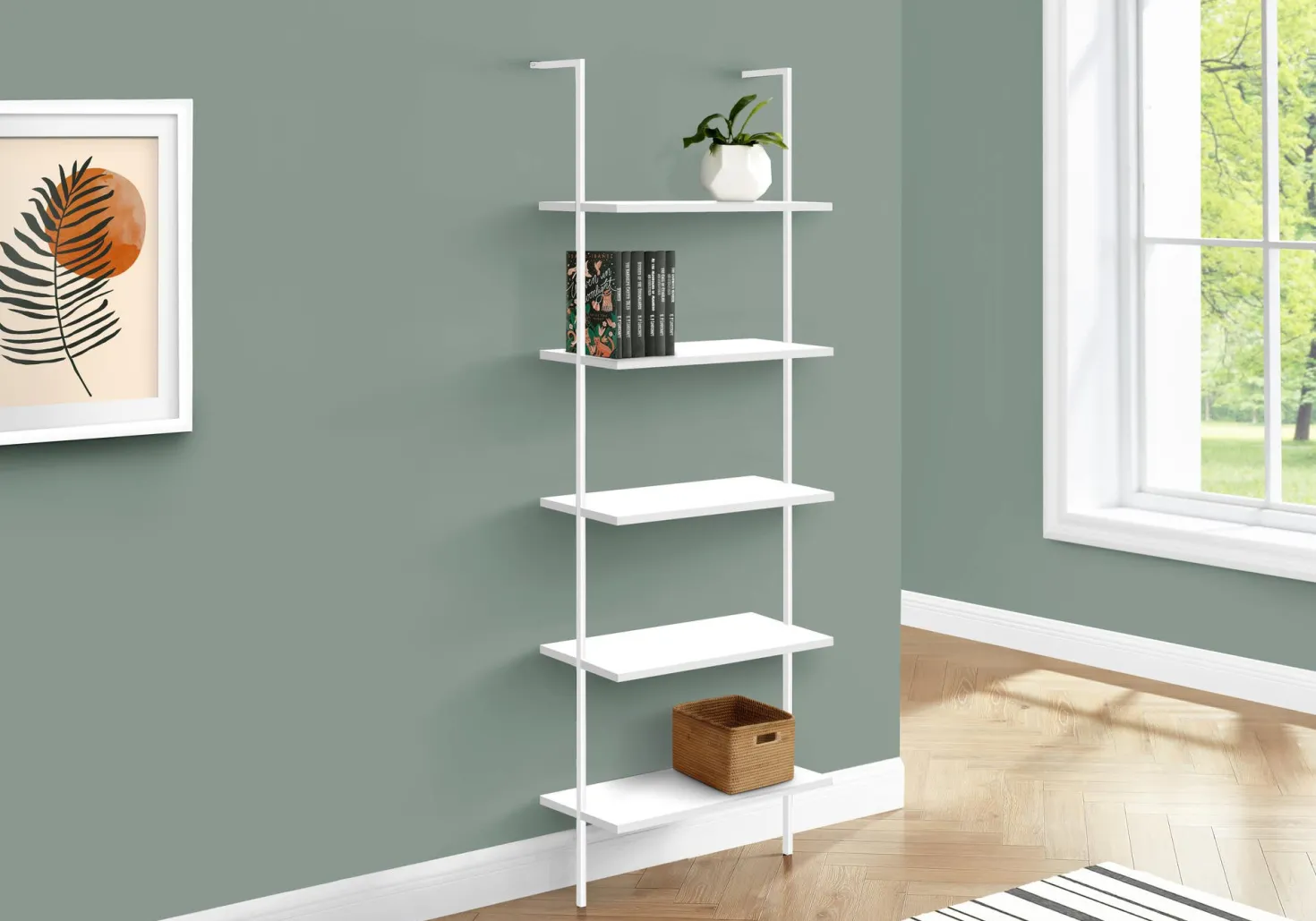 Étagère - 72"H, echelle blanc, métal blanc - Monarch