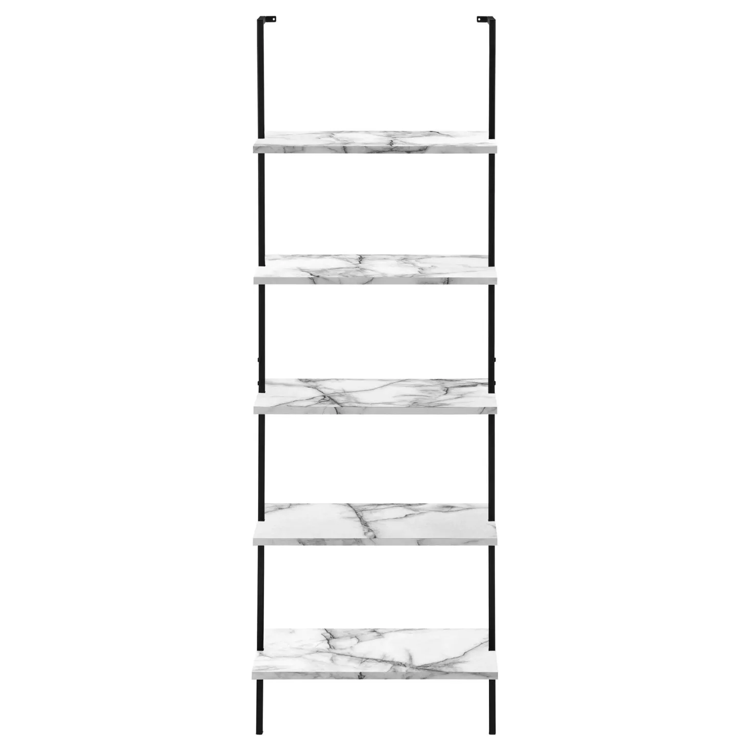 Étagère - 72"H, echelle marbre blanc, métal noir - Monarch