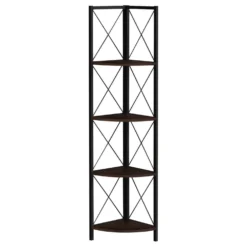 Étagère - 60"H, espresso, métal noir en coin - Monarch