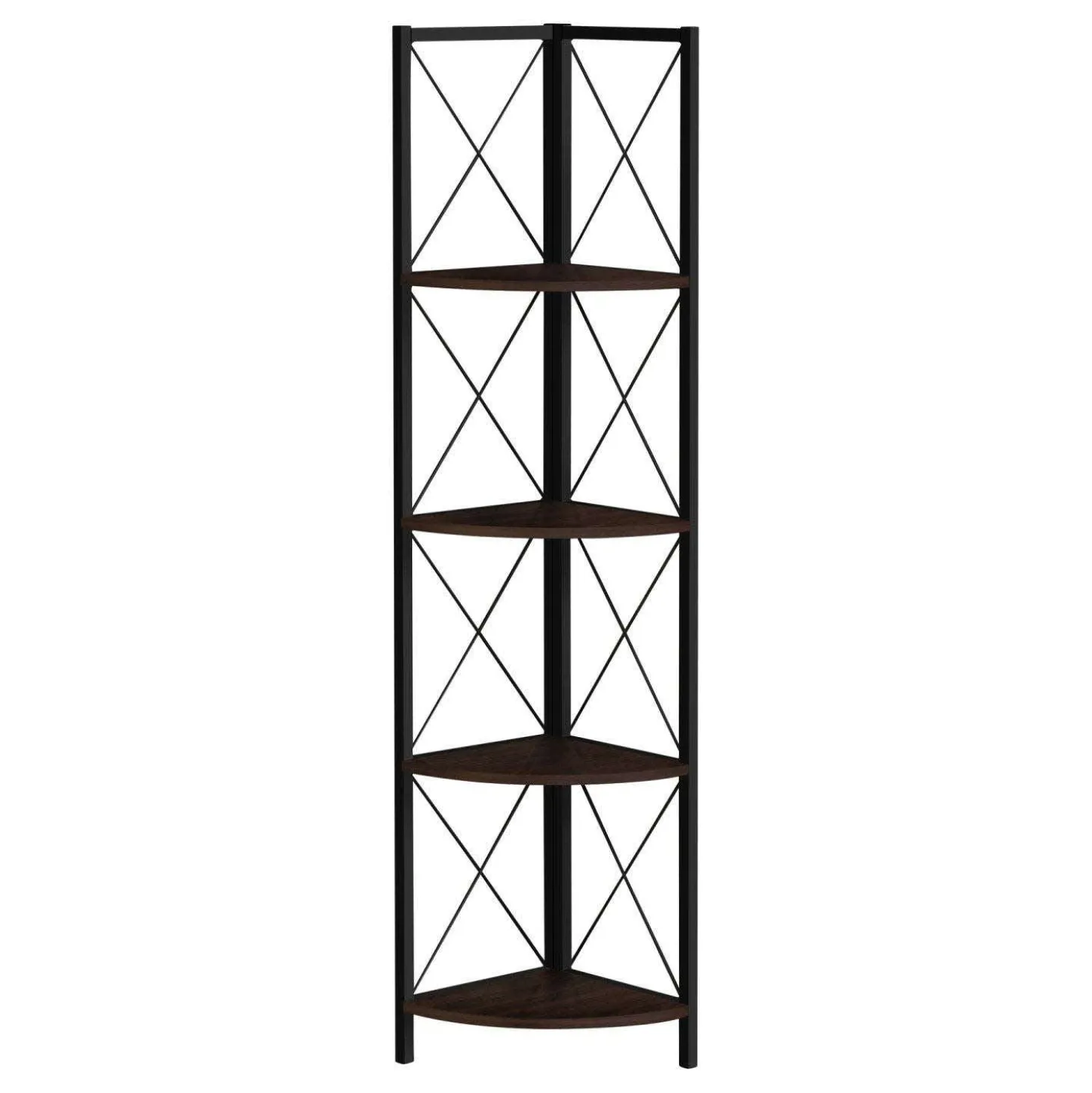 Étagère - 60"H, espresso, métal noir en coin - Monarch