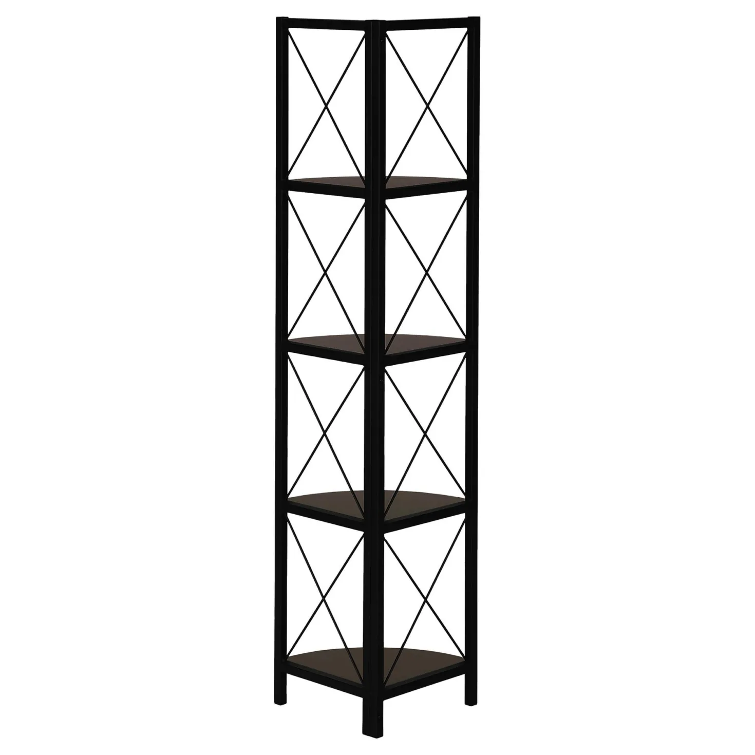 Étagère - 60"H, espresso, métal noir en coin - Monarch