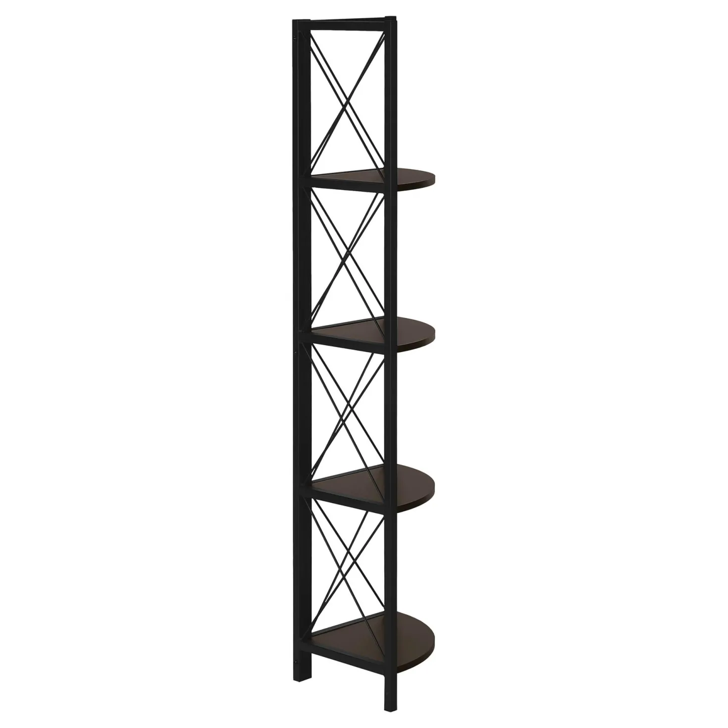 Étagère - 60"H, espresso, métal noir en coin - Monarch