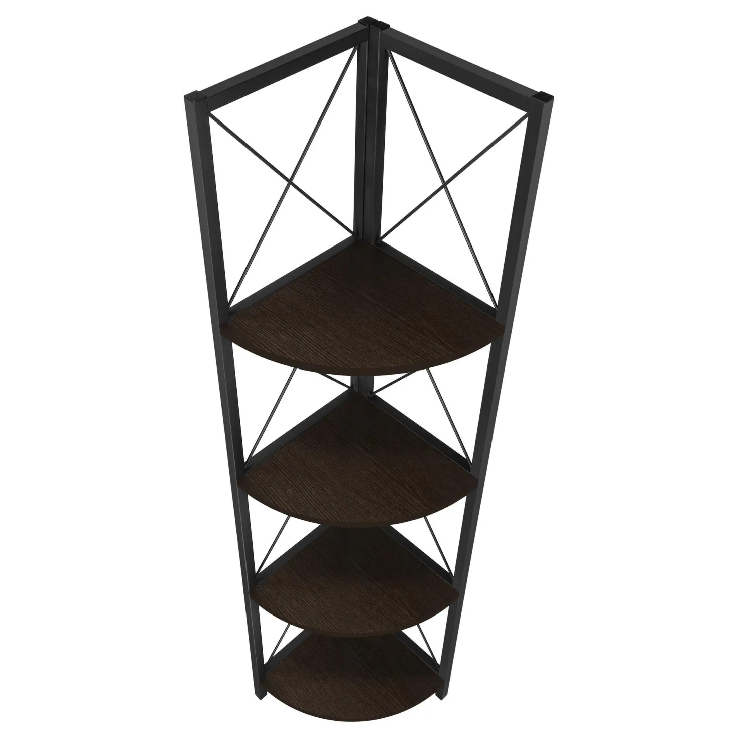 Étagère - 60"H, espresso, métal noir en coin - Monarch