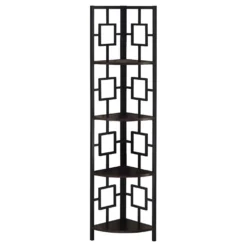 Étagère - 62"H, espresso, métal noir en coin - Monarch