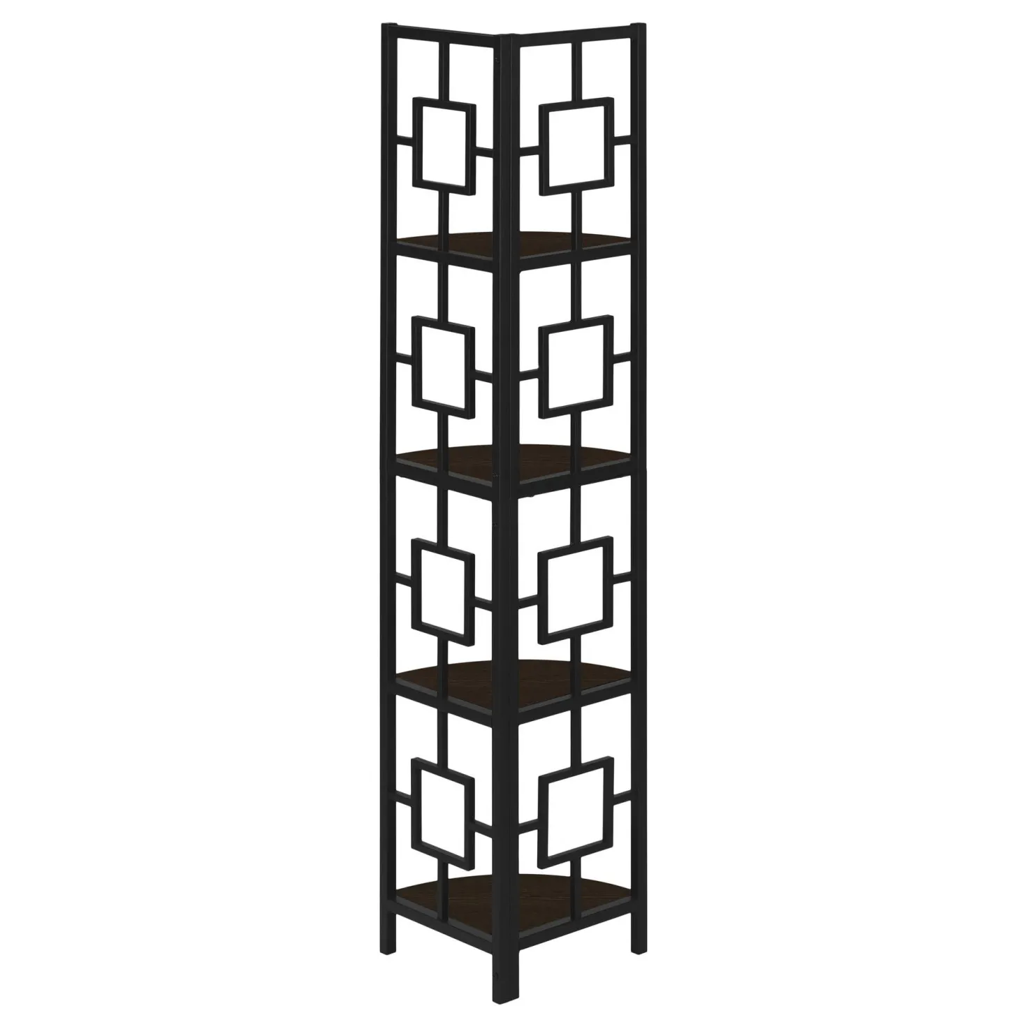 Étagère - 62"H, espresso, métal noir en coin - Monarch