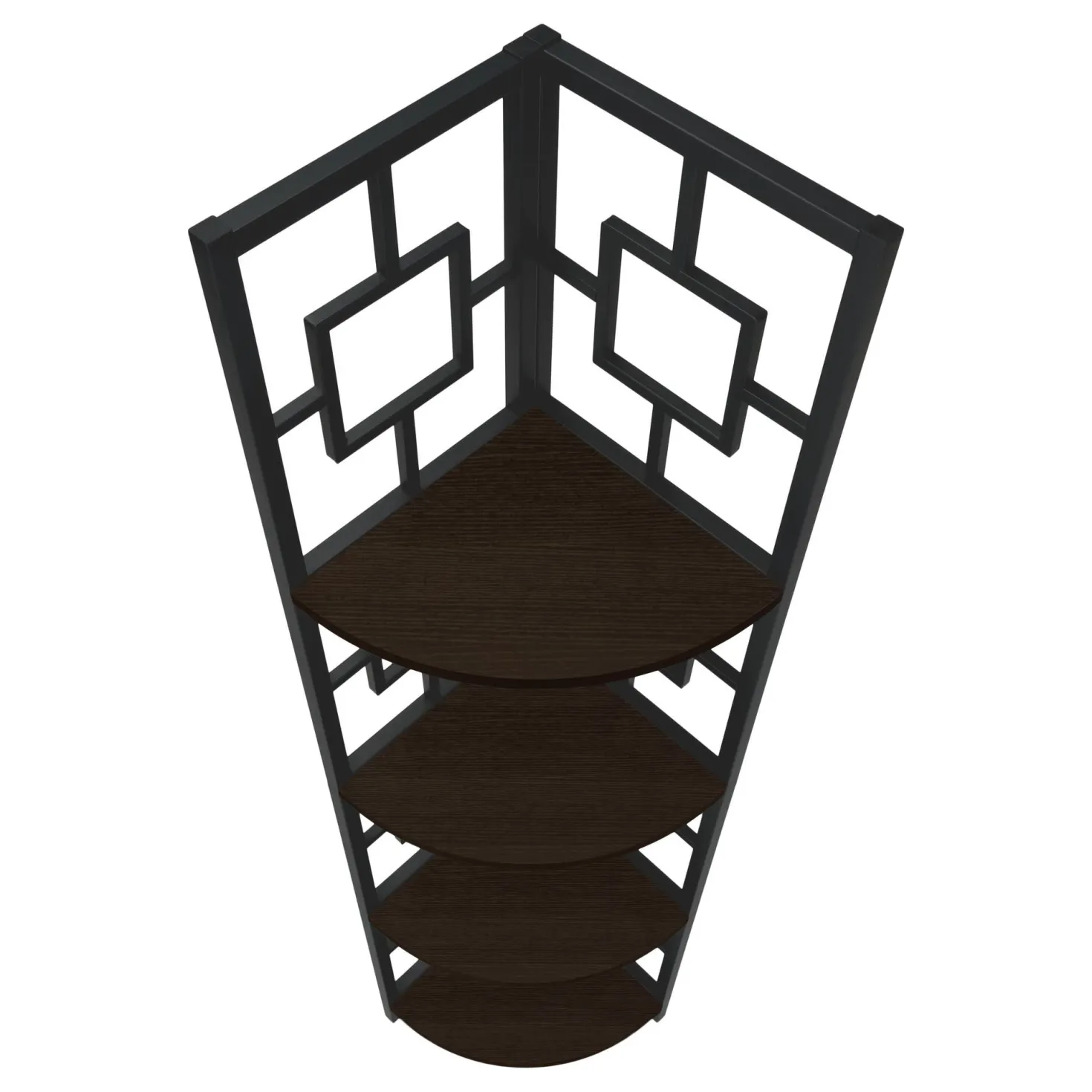 Étagère - 62"H, espresso, métal noir en coin - Monarch