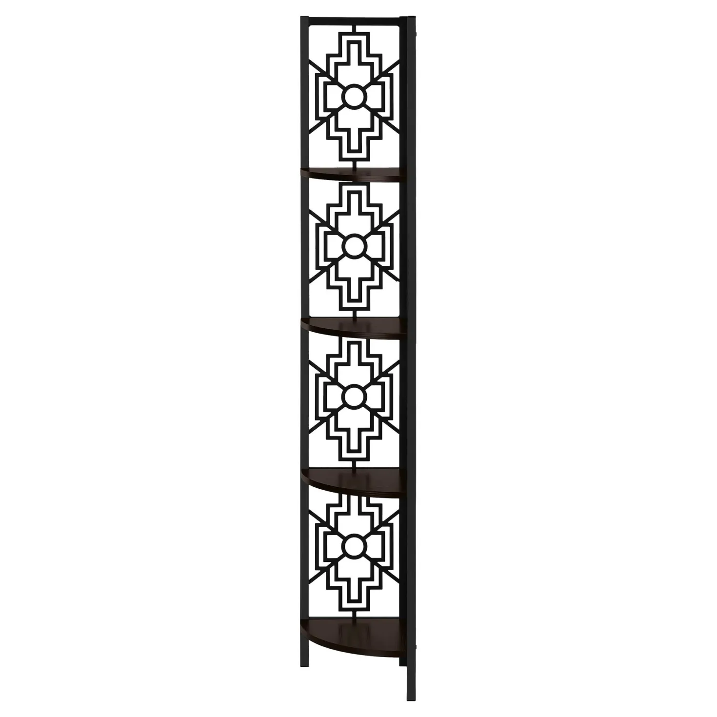 Étagère - 62"H, espresso, métal noir en coin - Monarch