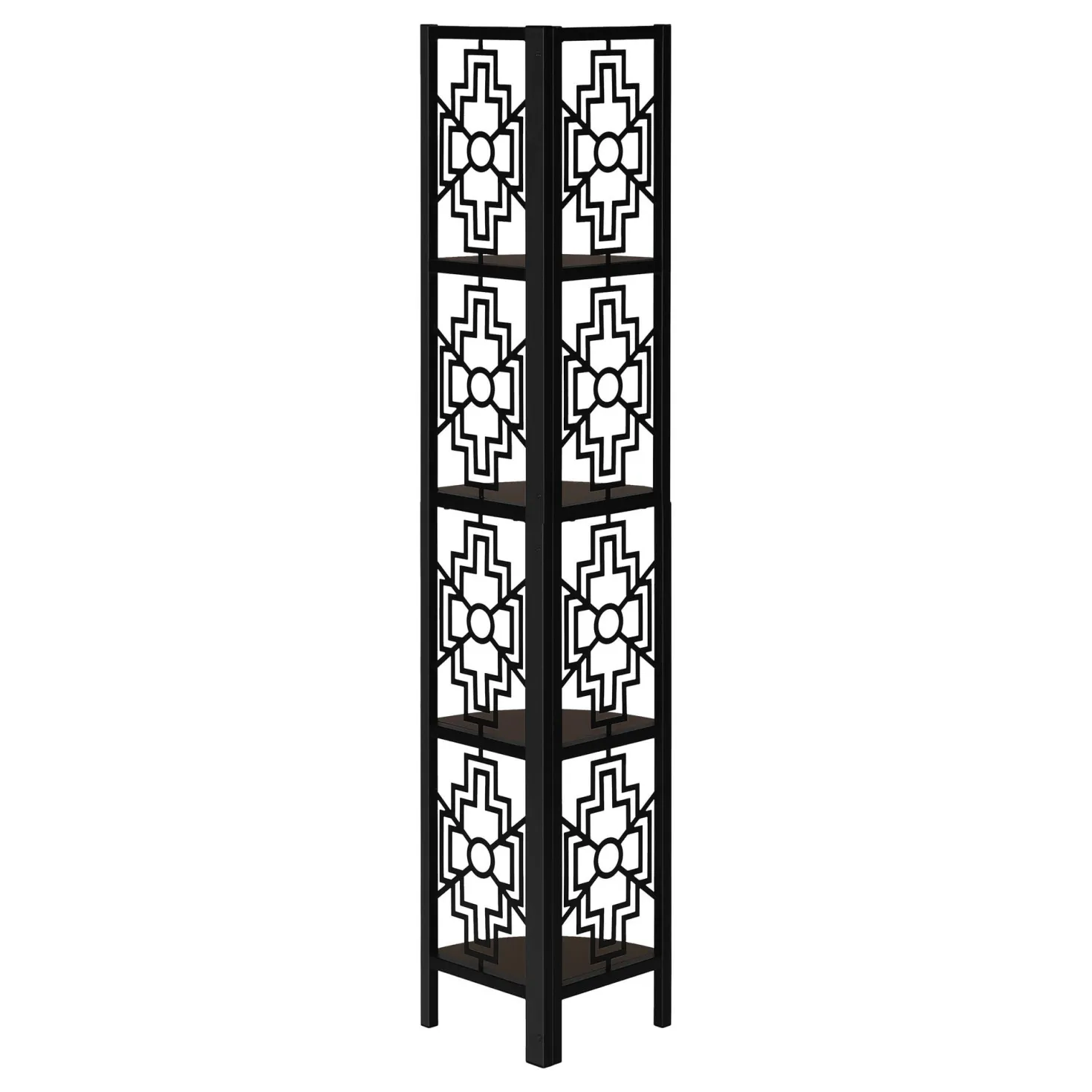 Étagère - 62"H, espresso, métal noir en coin - Monarch