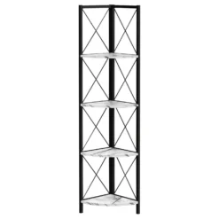 Étagère - 60"H, marbre blanc, métal noir en coin - Monarch