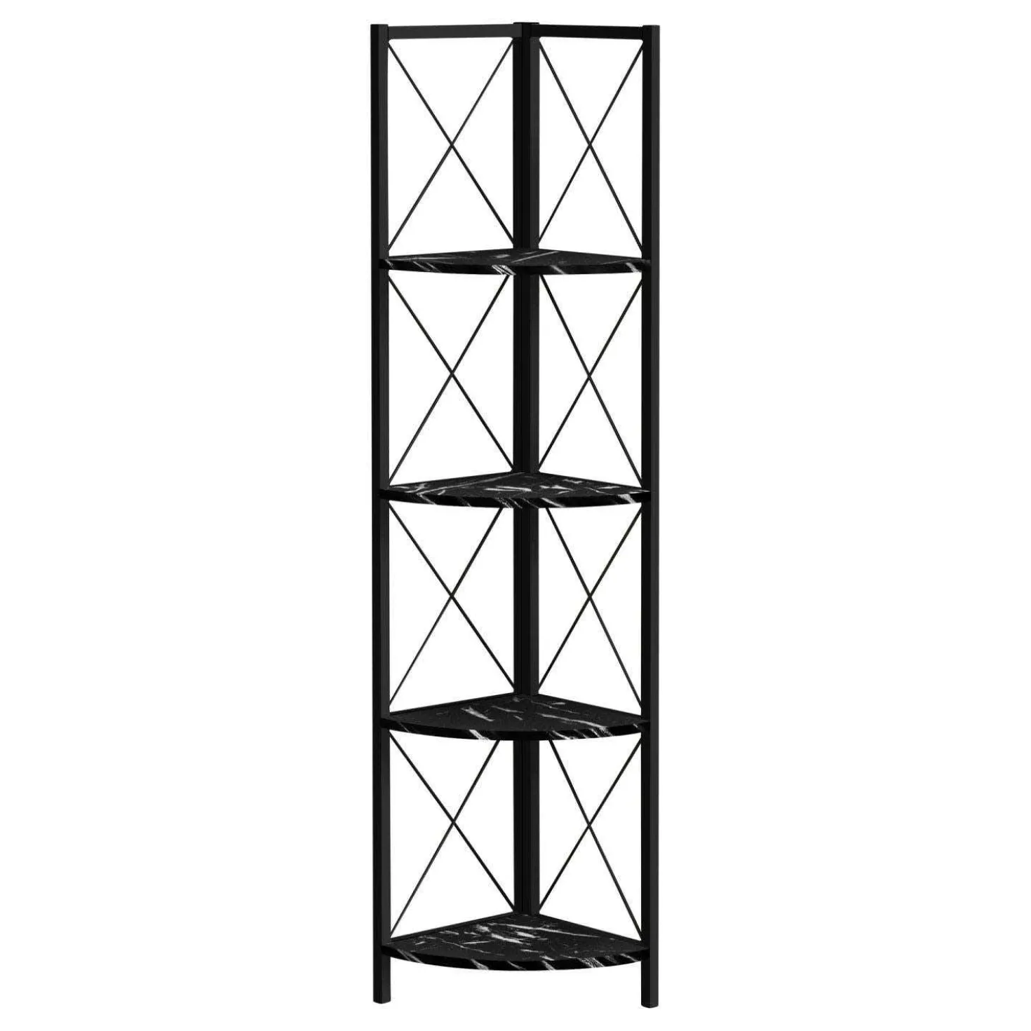 Étagère - 60"H, marbre noir, métal noir en coin - Monarch