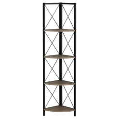 Étagère - 60"H, taupe foncé, métal noir en coin - Monarch