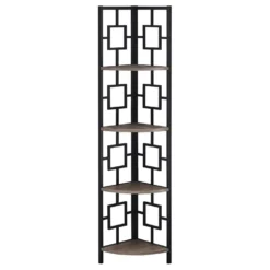 Étagère - 62"H, taupe foncé, métal noir en coin - Monarch