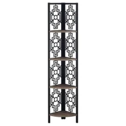 Étagère - 62"H, taupe foncé, métal noir en coin - Monarch