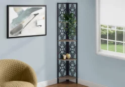 Étagère - 62"H, taupe foncé, métal noir en coin - Monarch