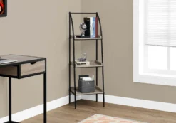Étagère - 48"H, taupe foncé, métal noir - Monarch