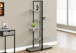 Étagère - 60"H, taupe foncé, métal noir - Monarch