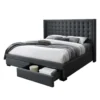 Très grand lit en tissu avec rangement 2 tiroirs et tête de lit (78")