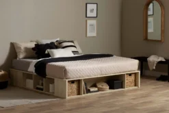 Très grand lit plateforme avec paniers de rangement (78