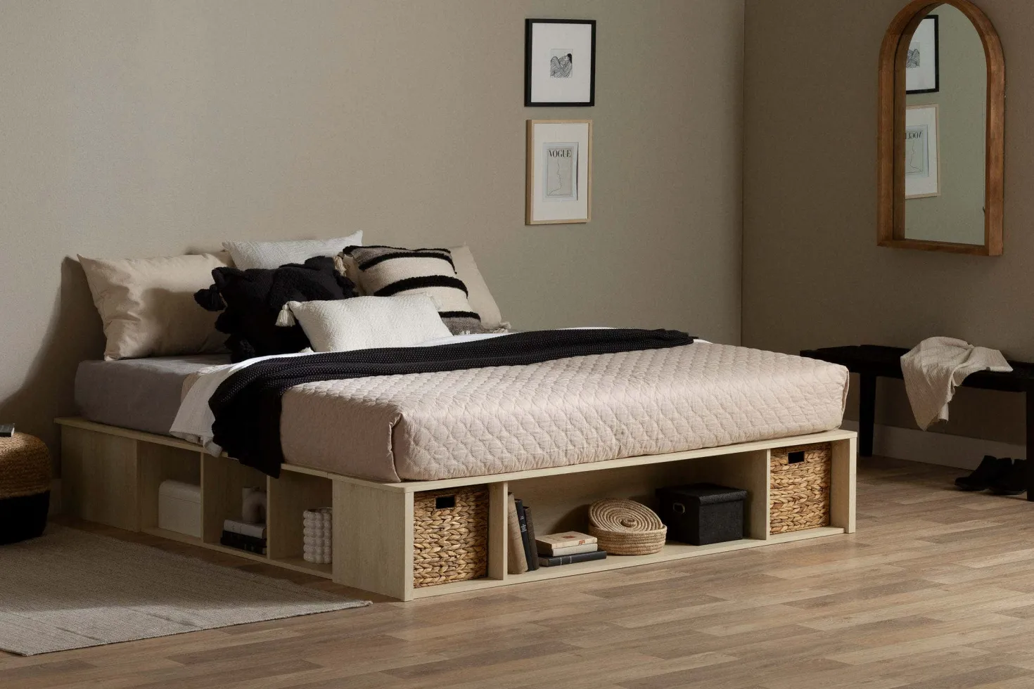 Très grand lit plateforme avec paniers de rangement (78") - South Shore