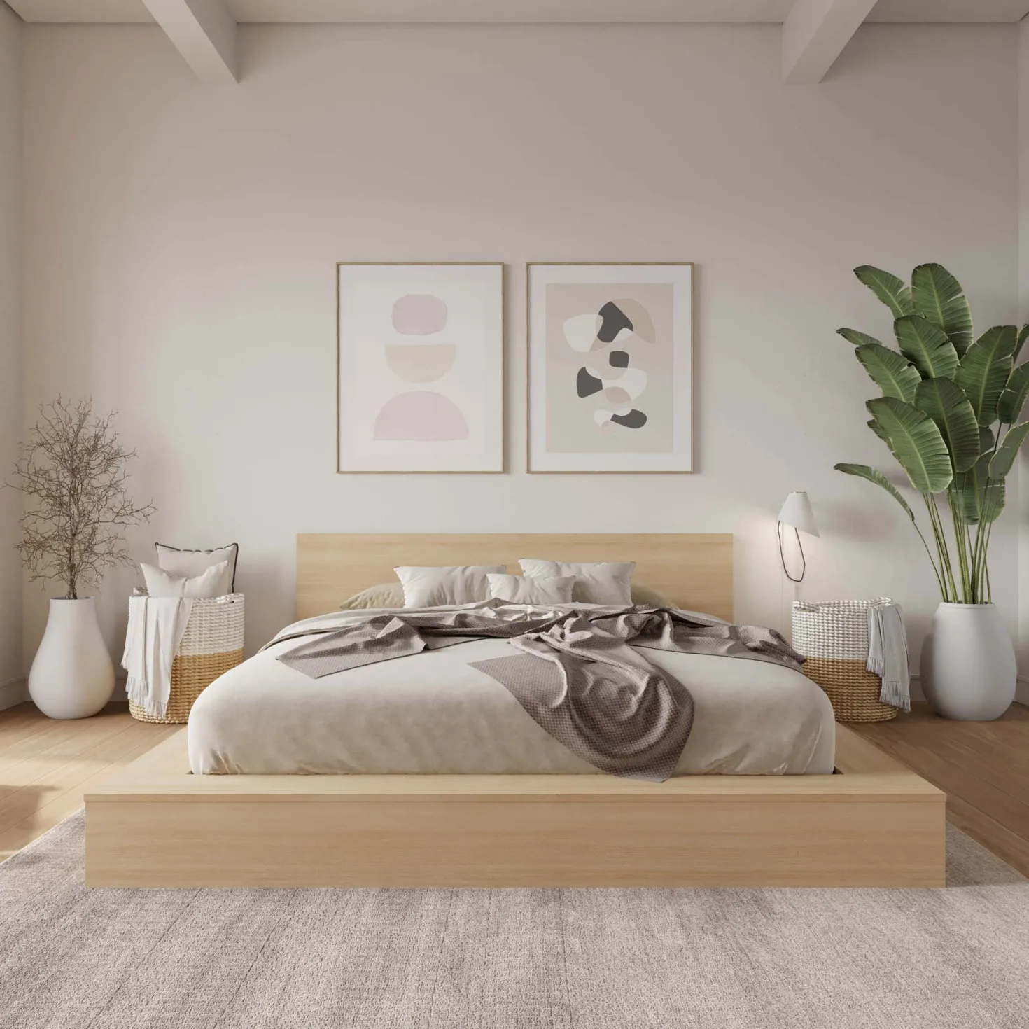 Très grand lit plateforme avec tête de lit - Nexera