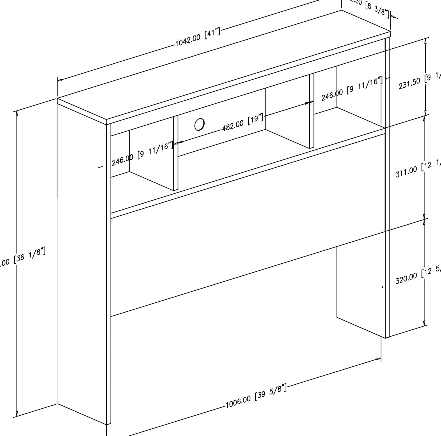 Tête de lit biblio simple 39" - South Shore