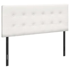 Tête de lit - double - bouton touffeté, panneau rembourré - similicuir blanc - Monarch