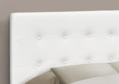 Tête de lit - double - bouton touffeté, panneau rembourré - similicuir blanc - Monarch