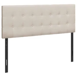 Tête de lit - grand - bouton touffeté, panneau rembourré - faux lin beige - Monarch