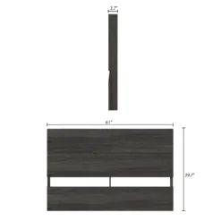 Tête de lit queen effet de planches, gris écorce - Nexera