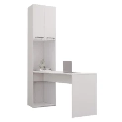 Unité de rangement avec bureau - blanc