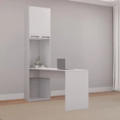 Unité de rangement avec bureau - blanc