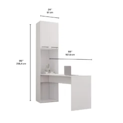 Unité de rangement avec bureau - blanc