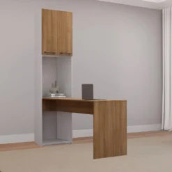 Unité de rangement avec bureau - brun