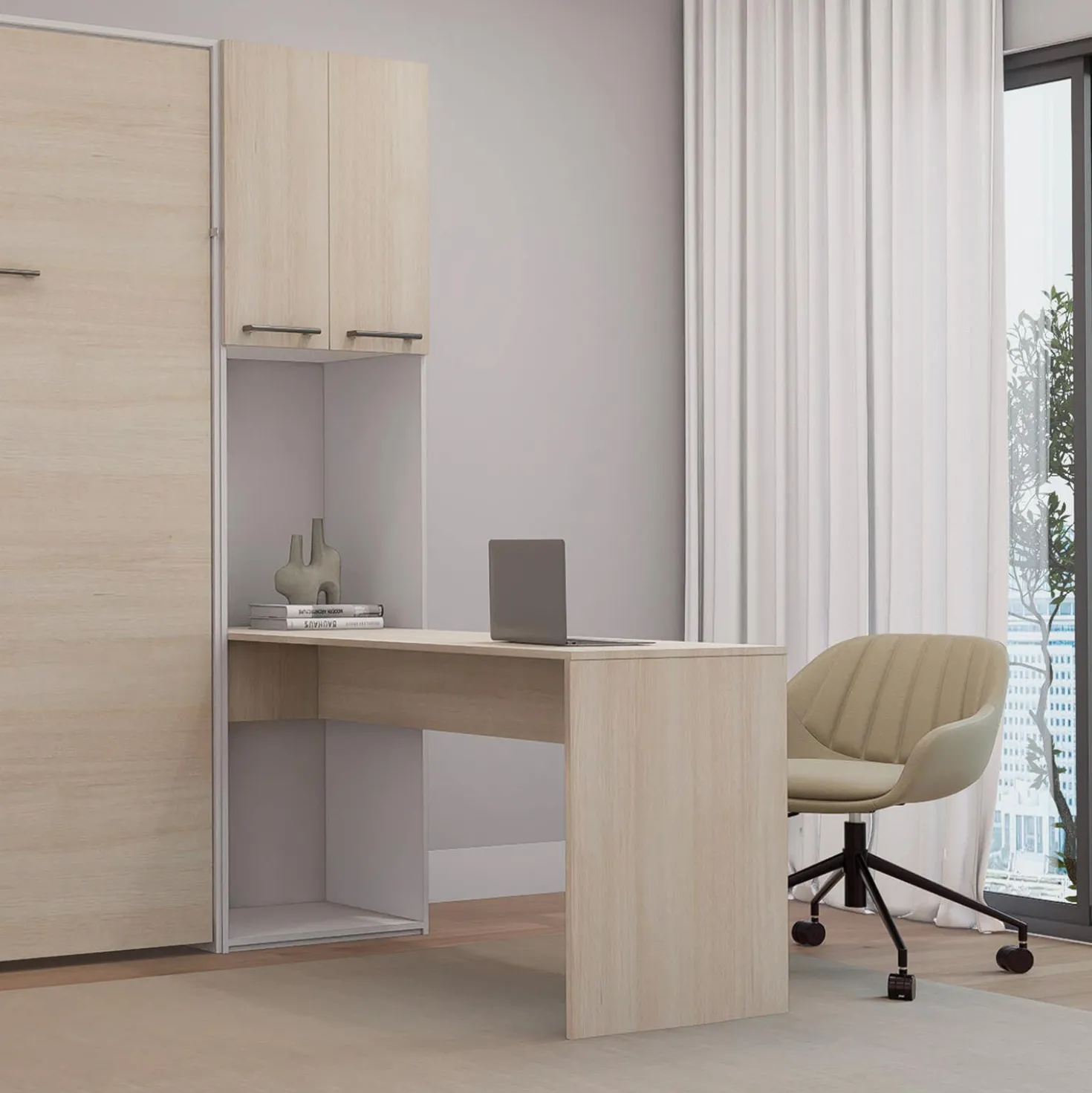 Unité de rangement avec bureau - gris